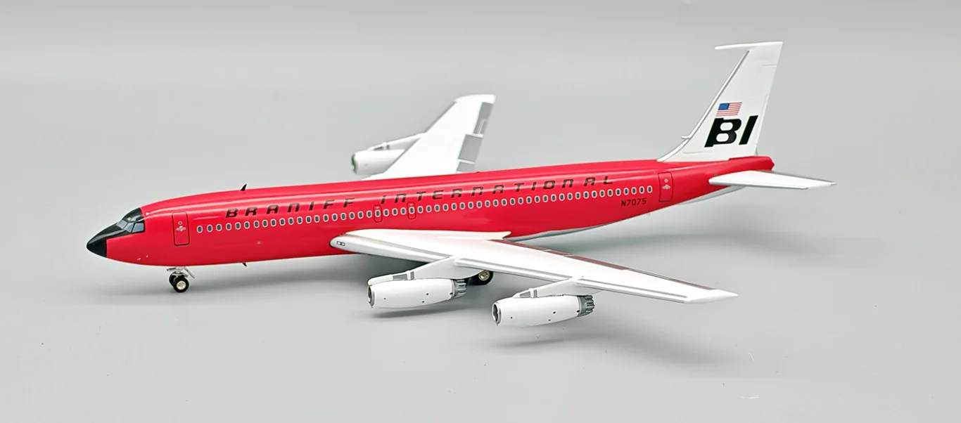 Collectible Diecast Aircraft Model Boeing B707-200 IF702BN1125 INFLIGHT 1:200 Braniff International Reg: N7075