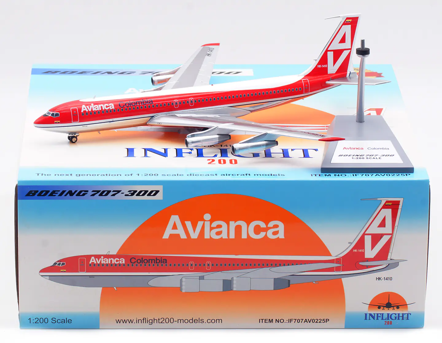 Collectible Diecast Aircraft Model Boeing B707-300 IF707AV0225P INFLIGHT 1:200 Avianca "polished" Reg: HK-1410