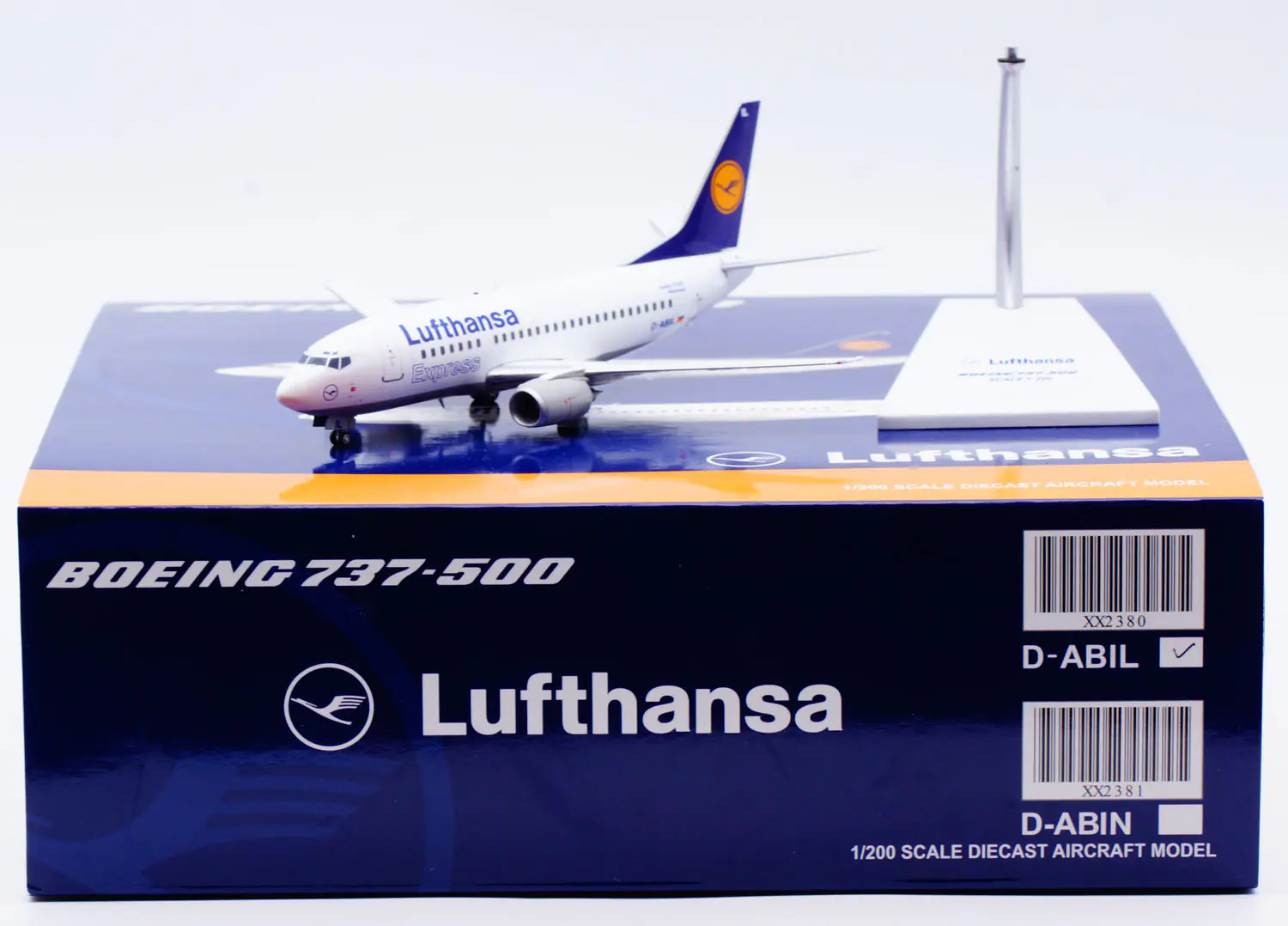 Collectible Diecast Aircraft Model Boeing B737-500 XX2380 JC Wings 1:200 Lufthansa Express Reg: D-ABIL