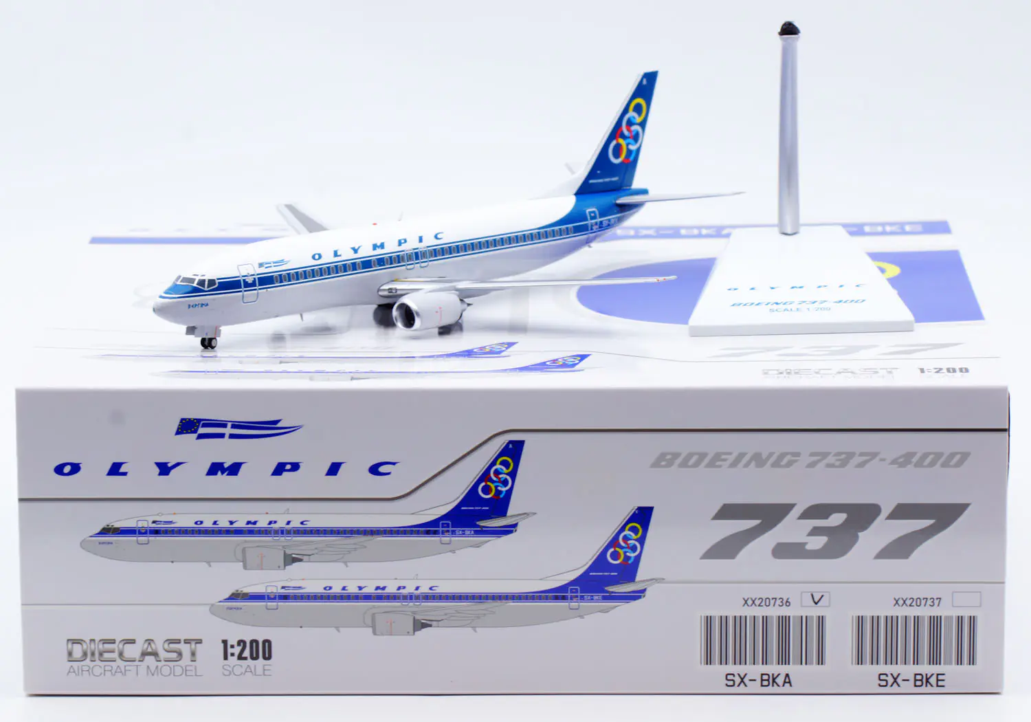 Collectible Diecast Aircraft Model Boeing B737-400 XX20736 JC Wings 1:200 OLYMPIC Reg: F-WWTE