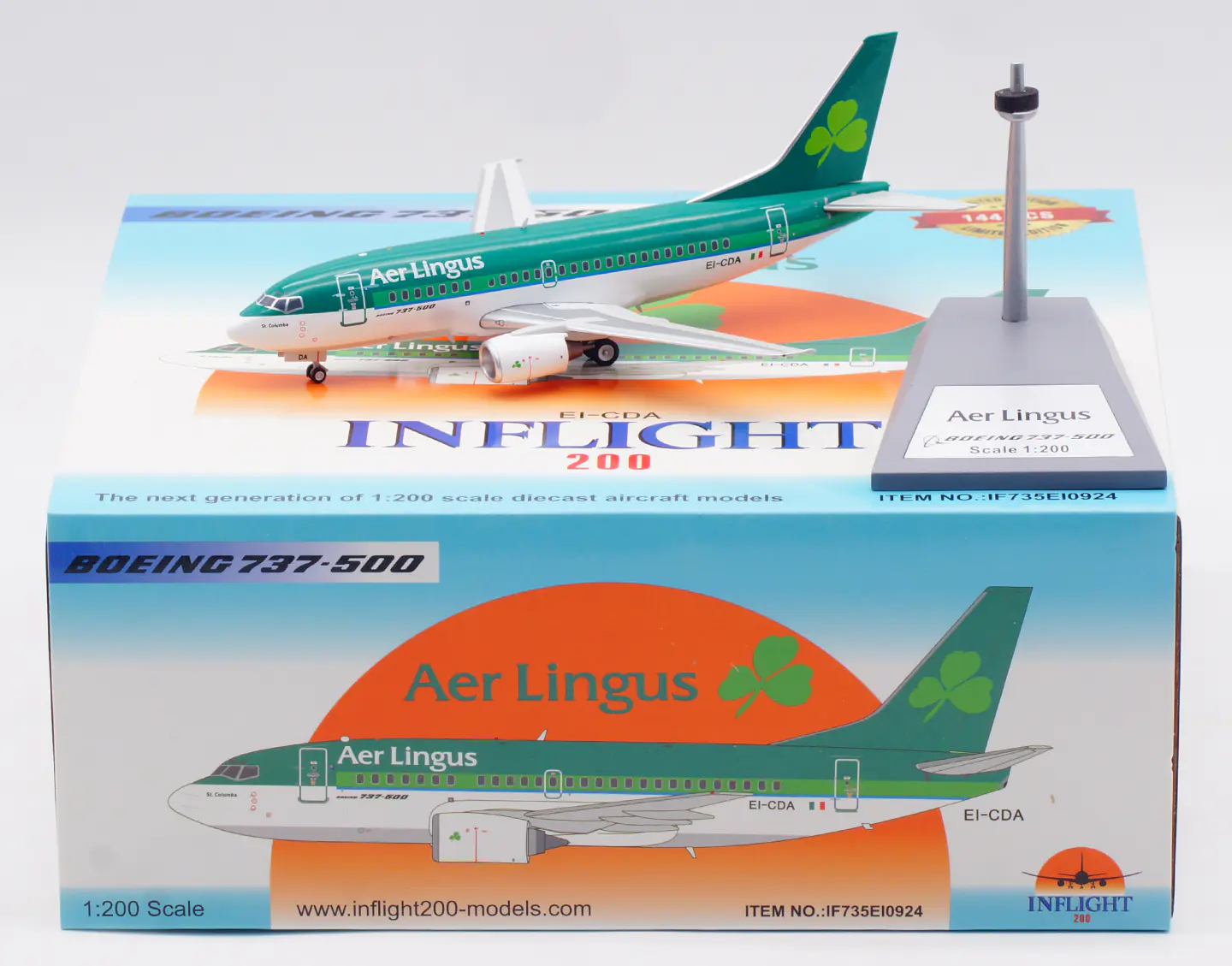 Collectible Diecast Aircraft Model Boeing B737-500 IF735EI0924 INFLIGHT 1:200 Aer Lingus Reg: EI-CDA