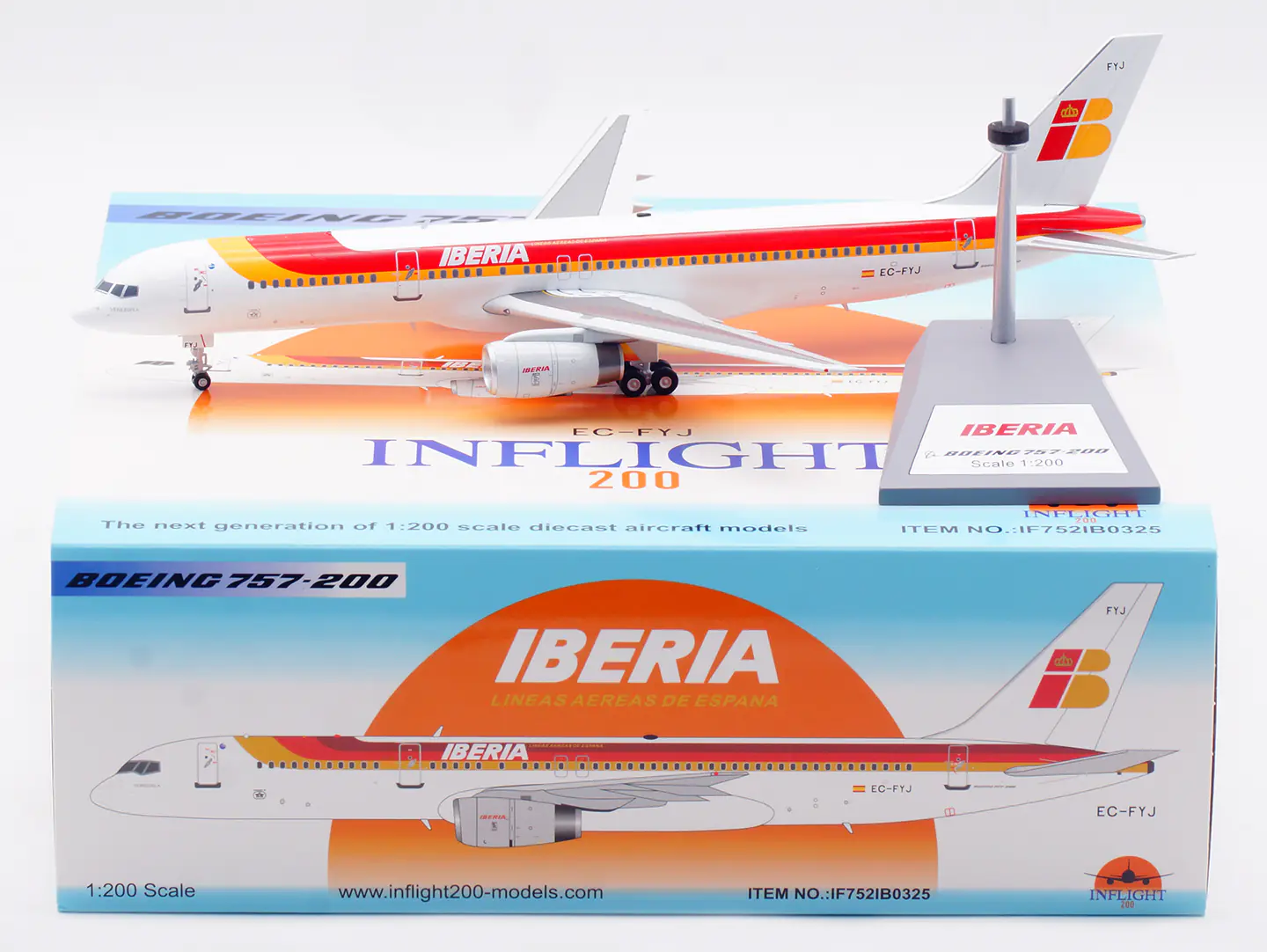 Collectible Diecast Aircraft Model Boeing B757-200 IF752IB0325 INFLIGHT 1:200 Iberia Airlines Reg: EC-FYJ