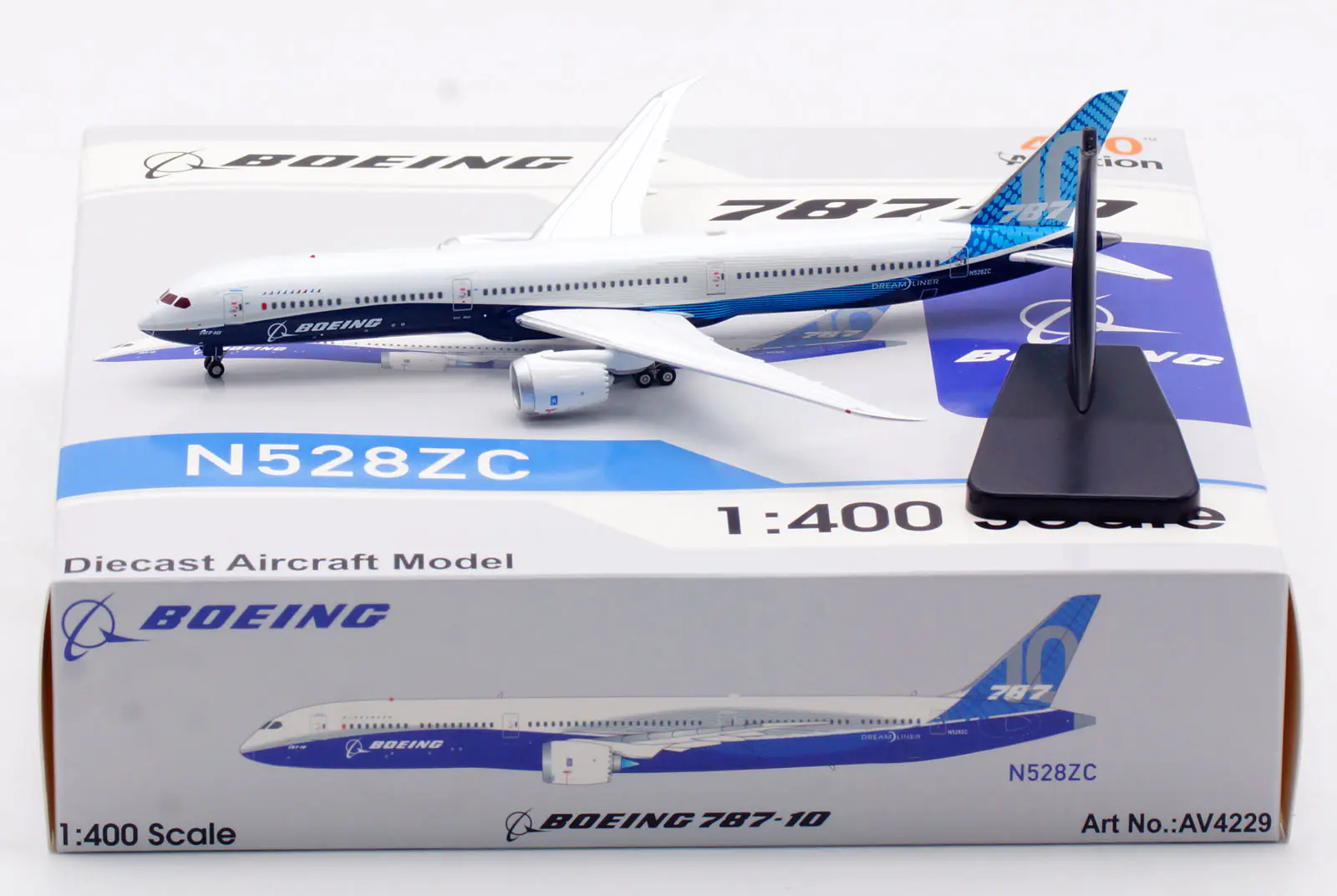 Collectible Diecast Aircraft Model Boeing B787-10 AV4229 Aviation 1:400 "House Color" Reg: N528ZC