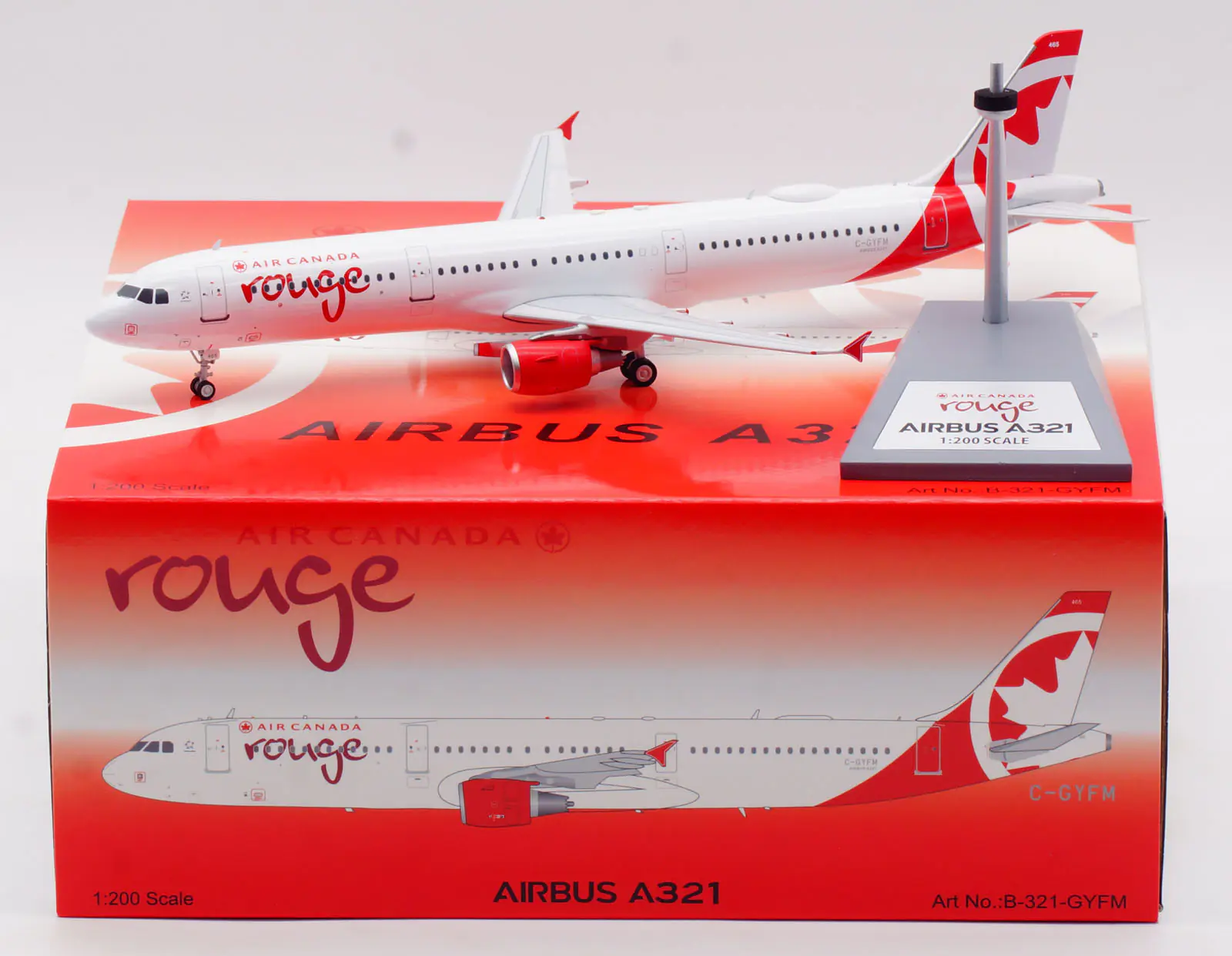 Collectible Diecast Aircraft Model Airbus A321 B-321-GYFM B-Models 1:200 Air Canada rouge Reg: C-GYFM