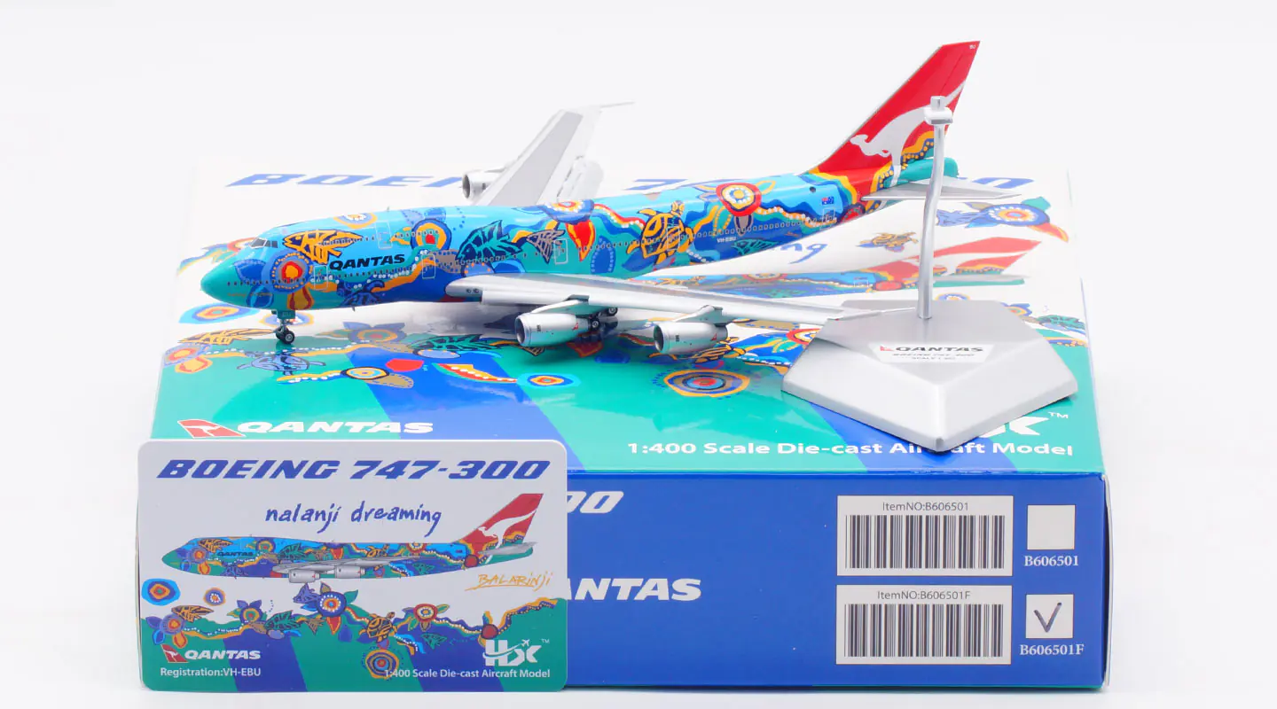 Collectible Diecast Aircraft Model Boeing B747-300 B606501F HX Models 1:400 Qantas Airways Reg: VH-EBU Flaps Down