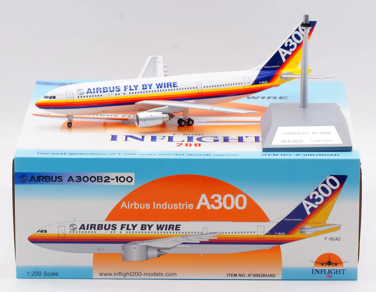Collectible Diecast Aircraft Model Airbus A300B2-100 IF30B2BUAD INFLIGHT 1:200 'House Color' Reg: F-BUAD
