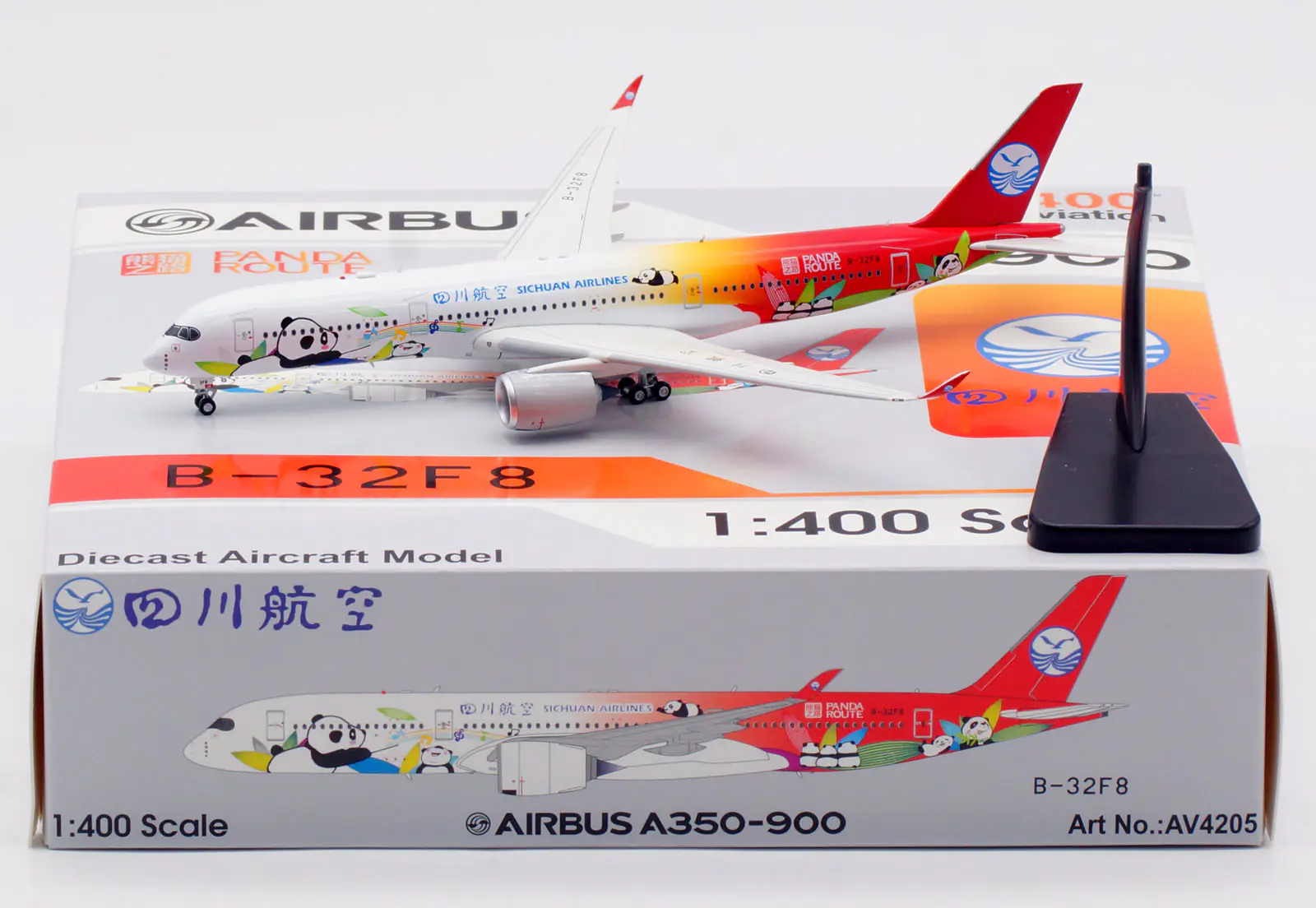 Collectible Diecast Aircraft Model Airbus A350-900 AV4205 Aviation 1:400 Sichuan Airlines Reg: B-32F8