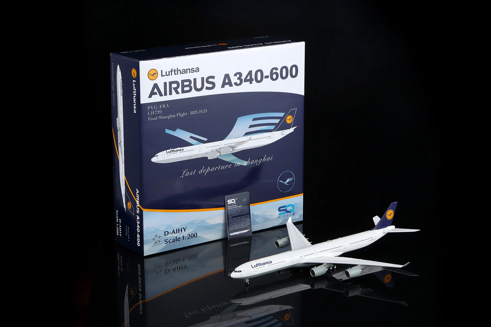 Collectible Diecast Aircraft Model Airbus A340-600 L2282 SQ Wings 1:200 Lufthansa Reg: D-AIHY
