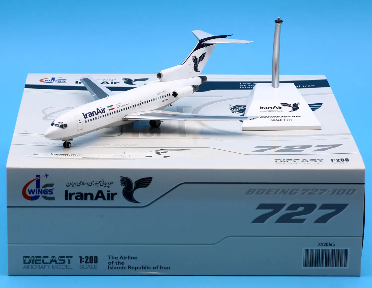 Collectible Diecast Aircraft Model Boeing B727-100 XX20165 JC Wings 1:200 Iran Air Reg: EP-IRB