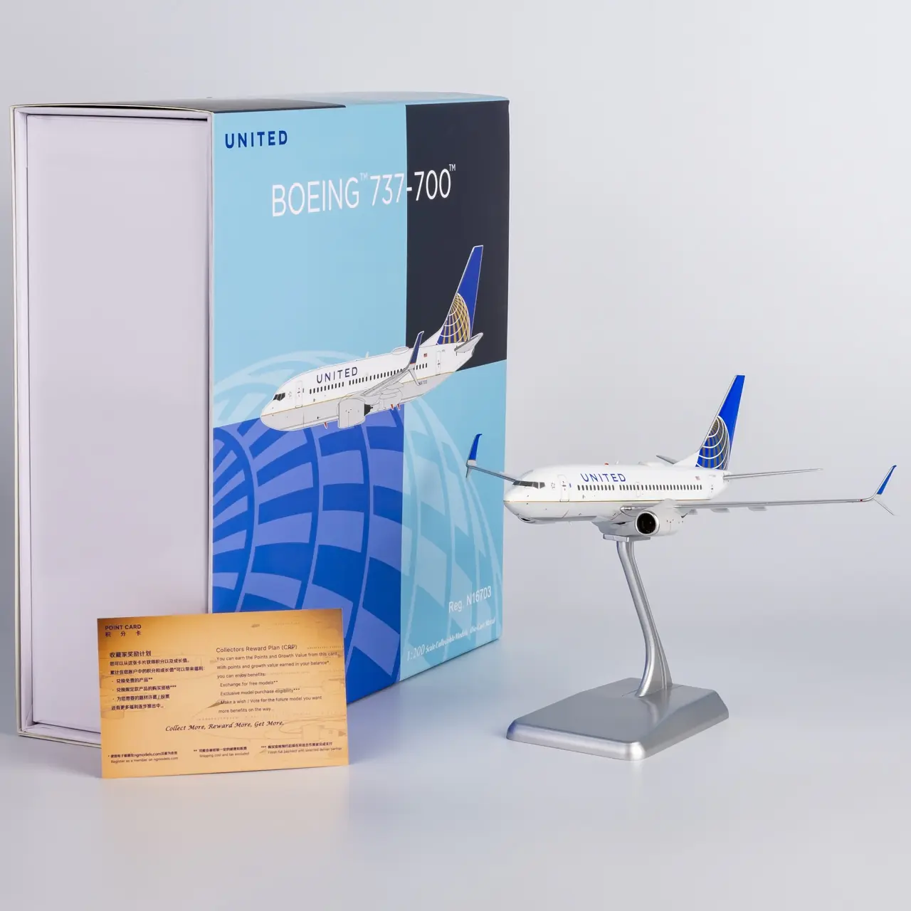 Collectible Diecast Aircraft Model Boeing B737-700 05011 NG Models 1:200 United Airlines Reg: N16703