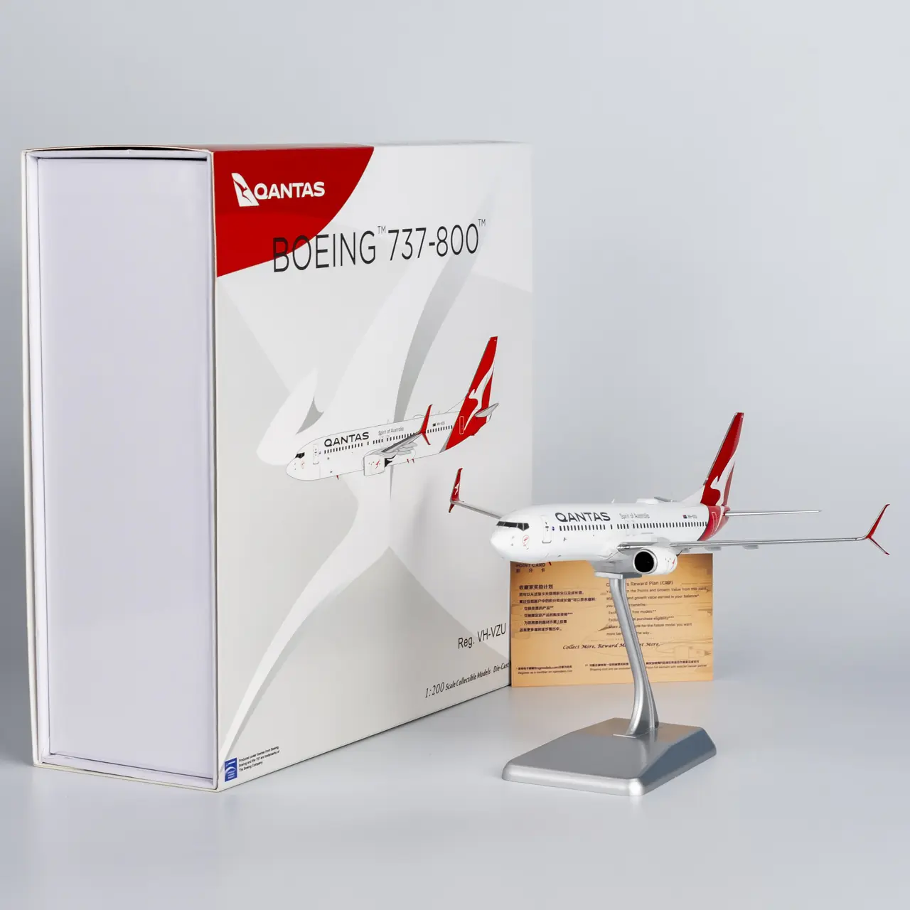 Collectible Diecast Aircraft Model Boeing B737-800 08026 NG Models 1:200 Qantas Airways Reg: VH-VZU
