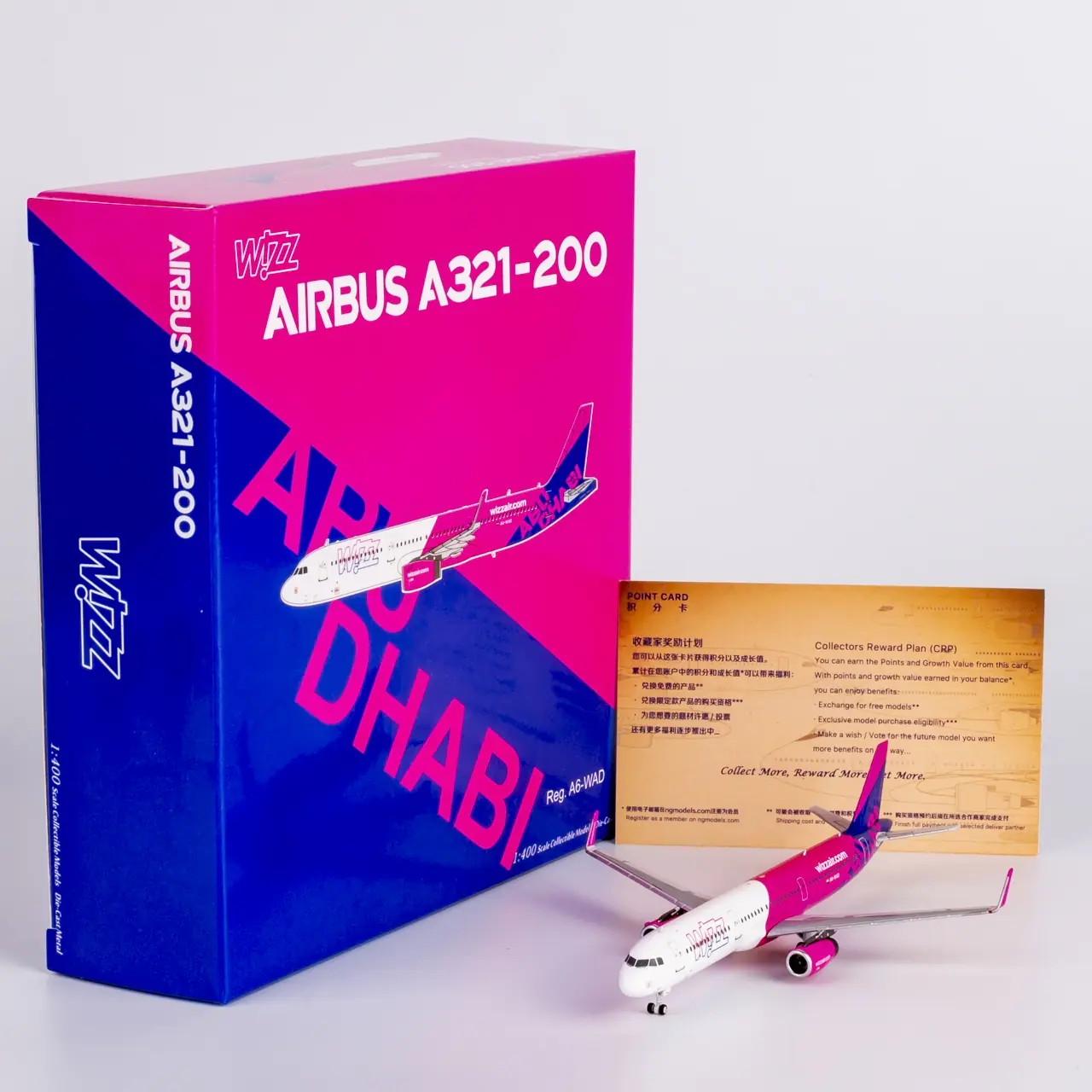 Collectible Diecast Aircraft Model Airbus A321neo 13118 NG Models 1:400 Wizz Air Abu Dhabi Reg: A6-WAD