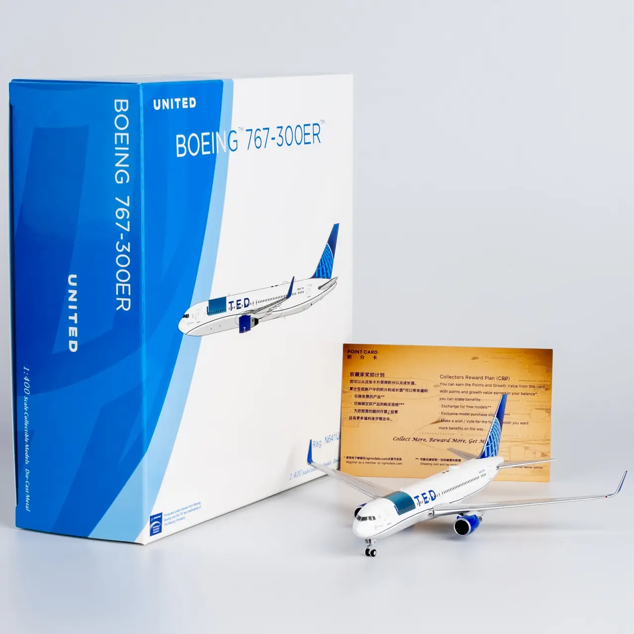 Collectible Diecast Aircraft Model Boeing B767-300ER 17007 NG Models 1:400 United Airlines Reg: N641UA