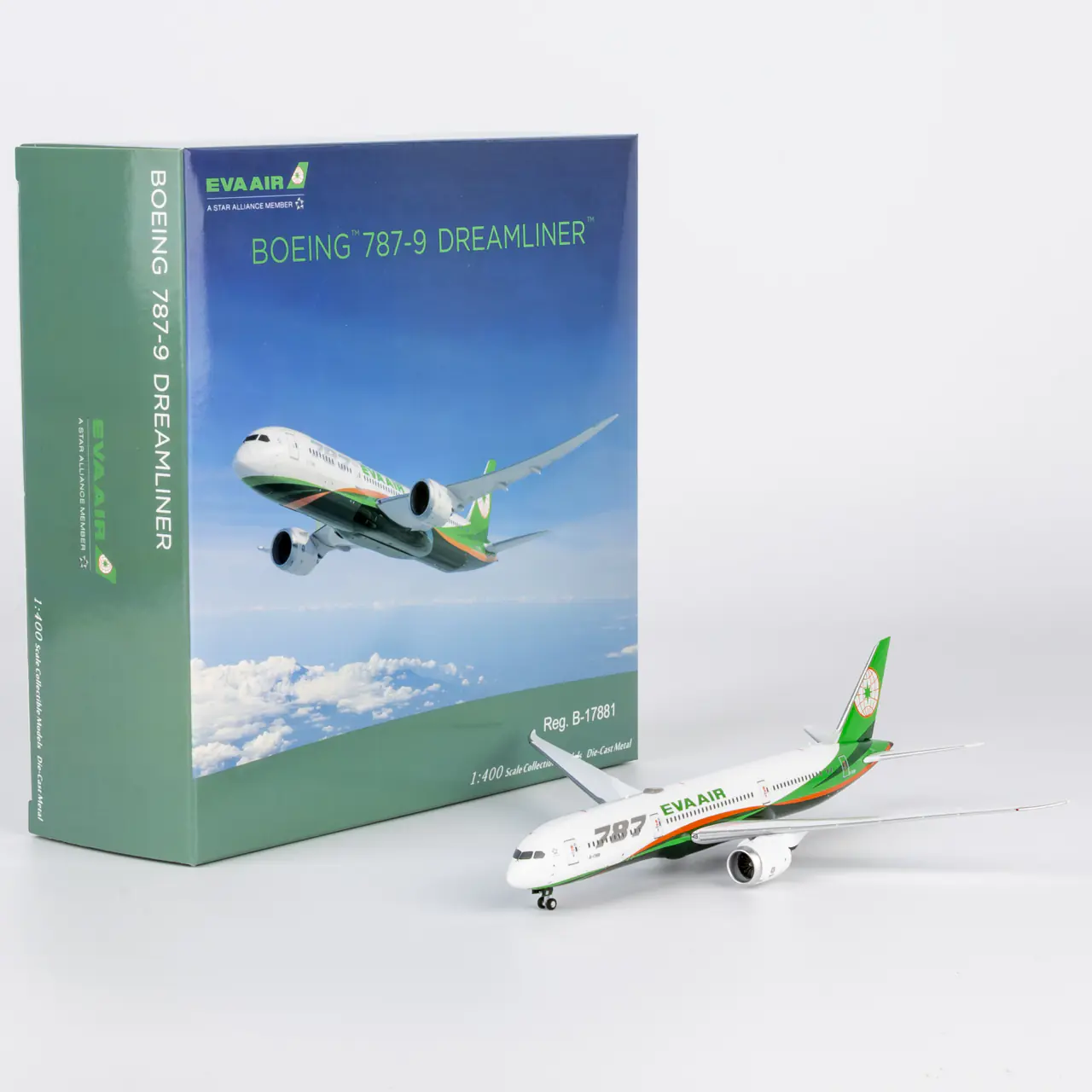 Collectible Diecast Aircraft Model Boeing B787-9 55142 NG Model 1:400 Eva Airways Reg: B-17881