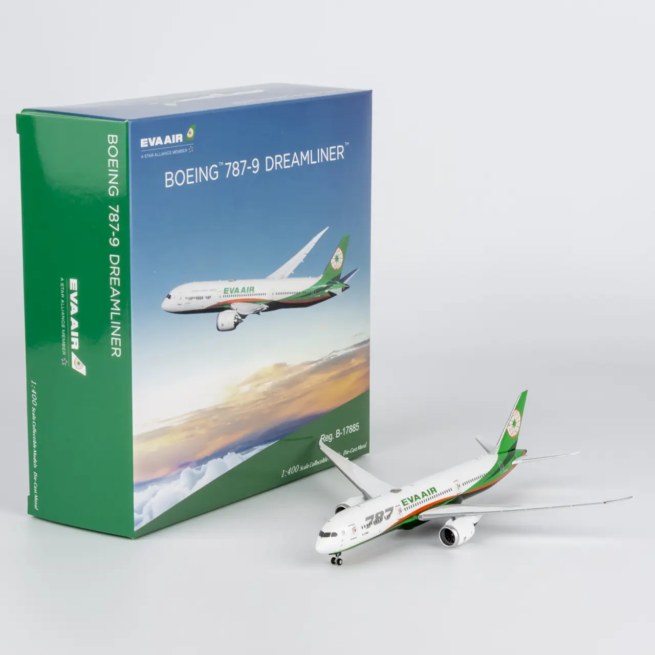 Collectible Diecast Aircraft Model Boeing B787-9 48017 NG Models 1:400 Eva Airways Reg: B-17885