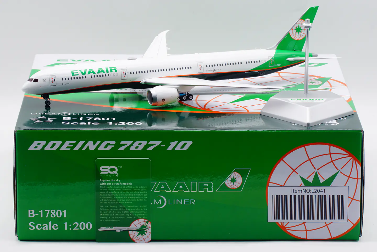 Collectible Diecast Aircraft Model Boeing B787-9 L2041 SQ Wings 1:200 EVA AIRReg: B-17801