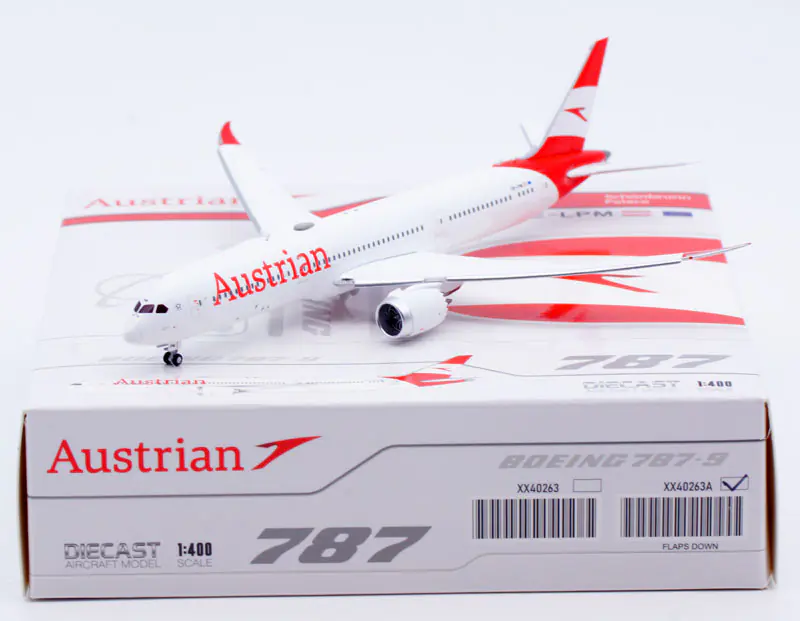 Collectible Diecast Aircraft Model Boeing Boeing B787-9 XX40263A JC Wings 1:400 Austrian Airlines Reg: OE-LPM Flaps Down