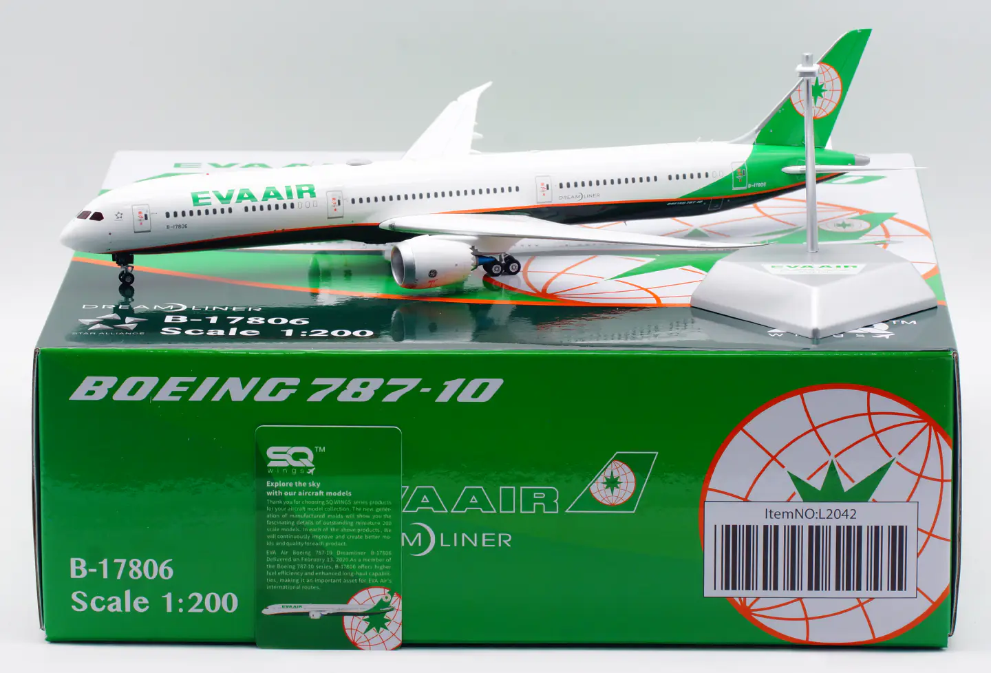 Collectible Diecast Aircraft Model Boeing B787-9 L2042 SQ Wings 1:200 EVA AIRReg: B-17806