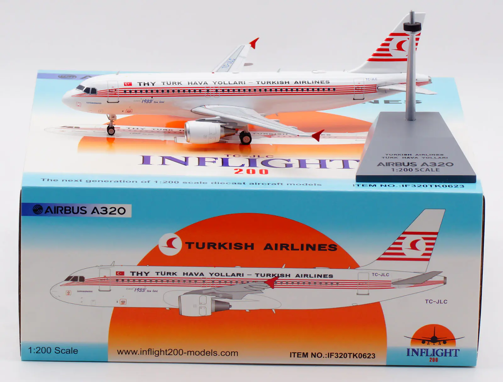 Collectible Diecast Aircraft Model Airbus A320 IF320TK0623 INFLIGHT 1:200 Turkish Airlines Reg: TC-JLC