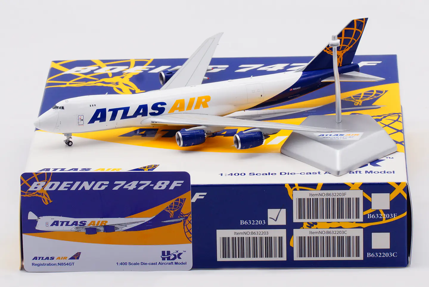 Collectible Diecast Aircraft Model  Boeing B747-8F B632203 HX Models Atlas Air Reg: N854GT
