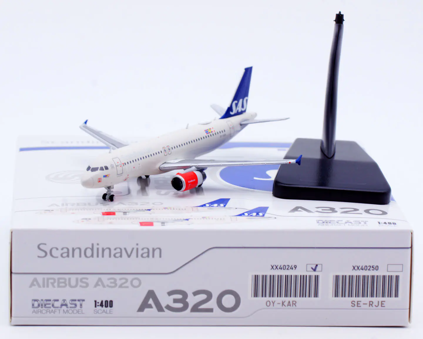 Collectible Diecast Aircraft Model Airbus A320 XX40249 JC Wings 1:400 Scandinavian Airlines SAS Reg: OY-KAR