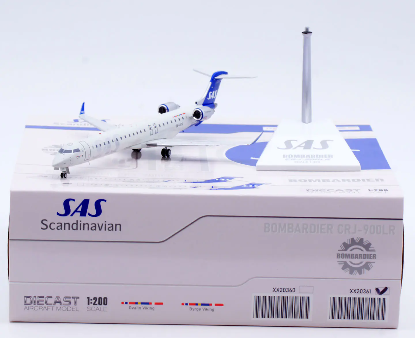 Collectible Diecast Aircraft Model Bombardier CRJ-900LR XX20361 JC Wings 1:200 Scandinavian Airlines SAS Reg: ES-ACG