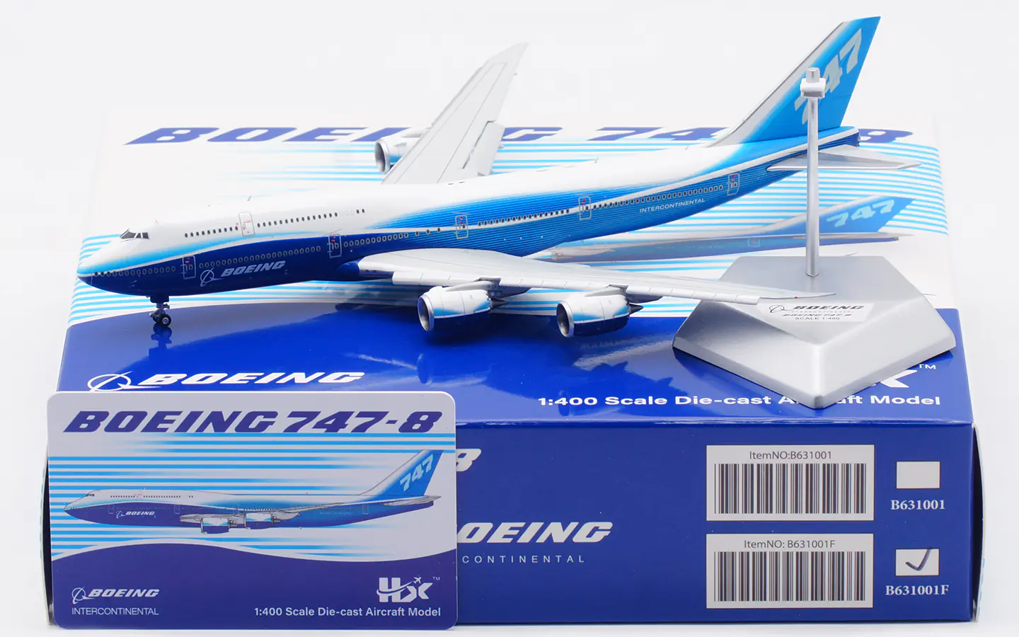 Collectible Diecast Aircraft Model Boeing B747-8 B631001F HX Models 1:400 'House Color' Flaps Down