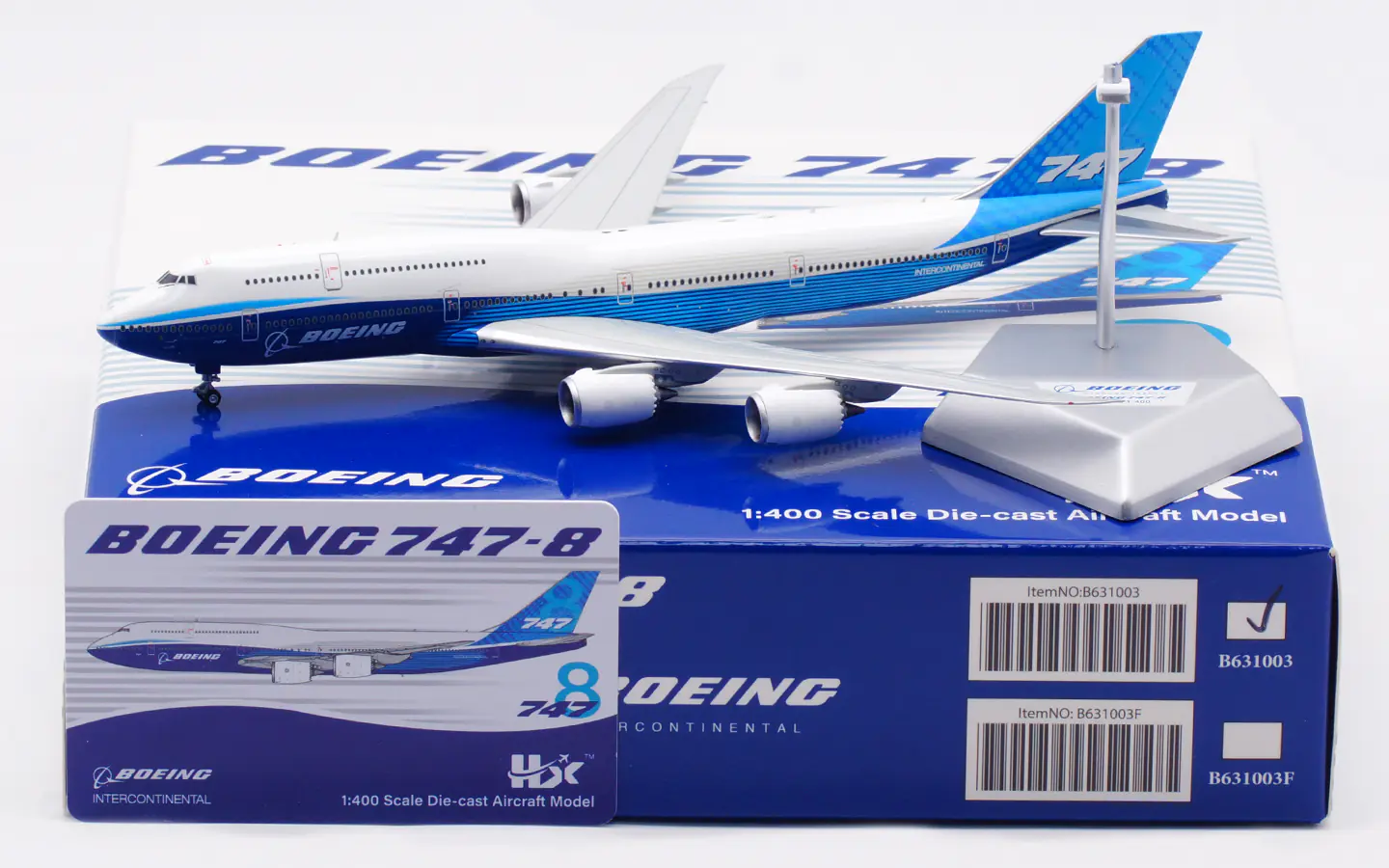 Collectible Diecast Aircraft Model Boeing B747-8 B631003 HX Models 1:400 'House Color'