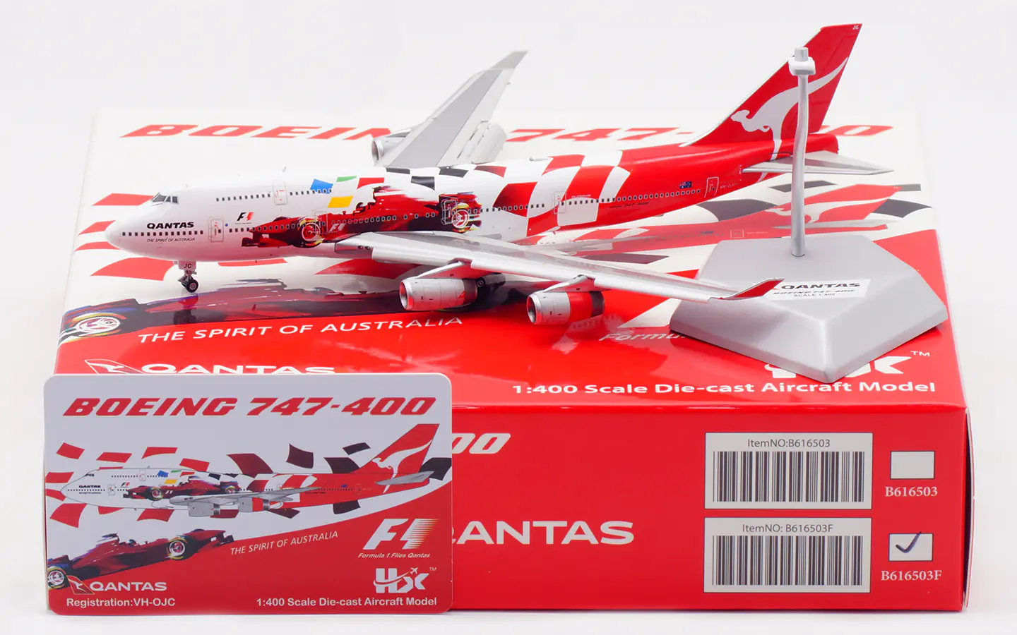 Collectible Diecast Aircraft Model Boeing B747-400 B616503F HX Models 1:400 Qantas Airways Reg: VH-OJC Flaps Down