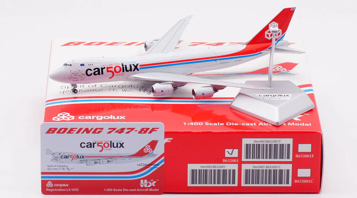 Collectible Diecast Aircraft Model  Boeing B747-8F B632001 HX Models Cargolux Airlines "car50lux" Reg: LX-VCC
