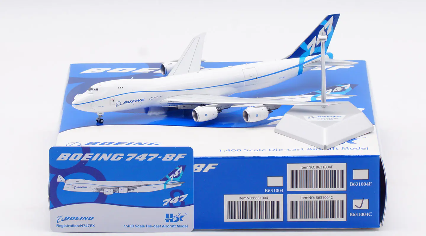 Collectible Diecast Aircraft Model  Boeing B747-8F B631004C HX Models "House Color" N747EX [Interactive Series]