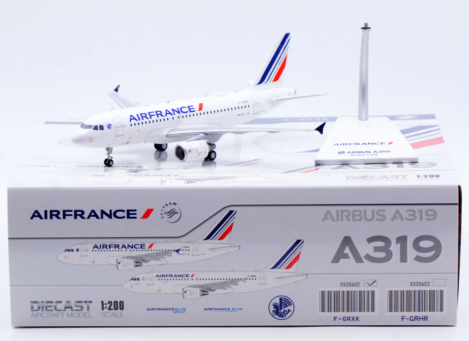 Collectible Diecast Aircraft Model Airbus A319 XX20602 JC Wings 1:200 Air France Reg: F-GRXK