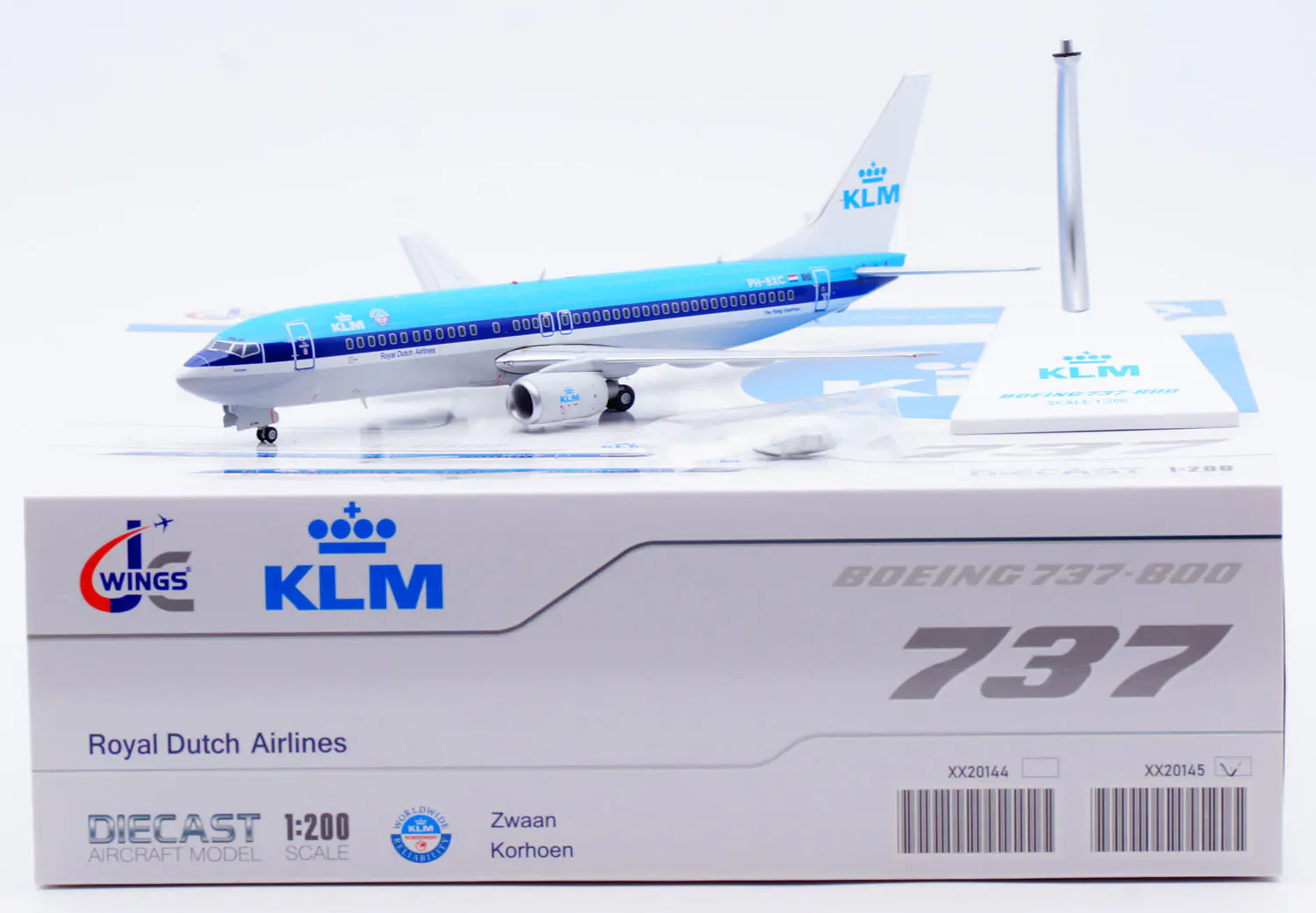 Collectible Diecast Aircraft Model Boeing B737-800 XX20145 JC Wings 1:200 KLM Royal Dutch Airlines Reg: PH-BXC