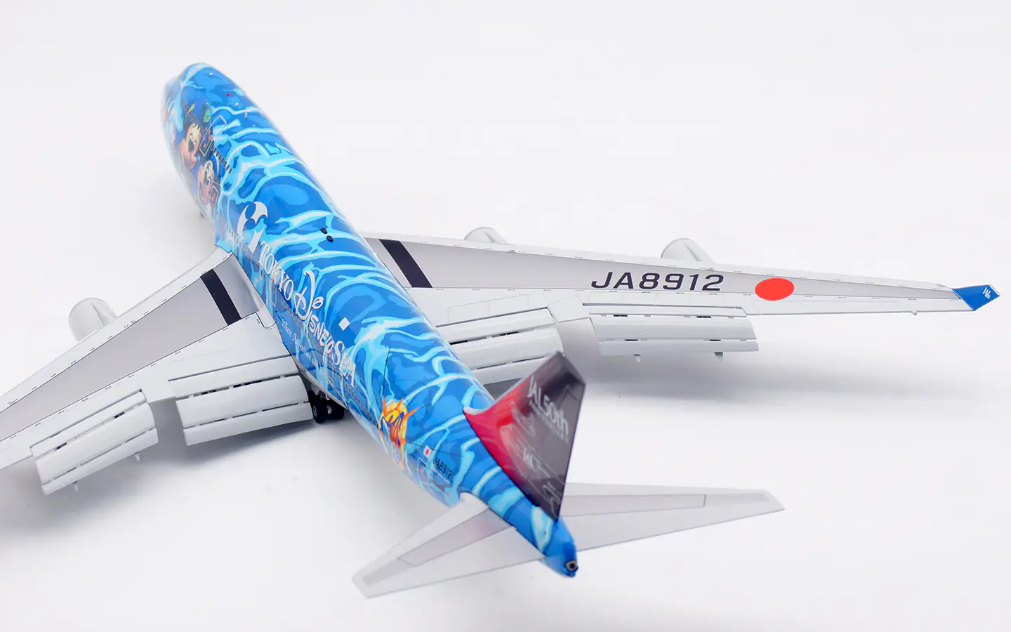 Collectible Diecast Aircraft Model Boeing B747-400  L2062FD SQ Wings 1:200 JAL Japan Airlines "50th" Reg: JA8912 Flaps Down