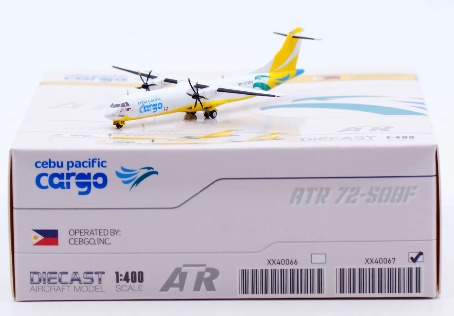 Collectible Diecast Aircraft Model  ATR72-500F XX40067 JC Wings 1:400 Cebu Pacific Cargo Reg: RP-C7253