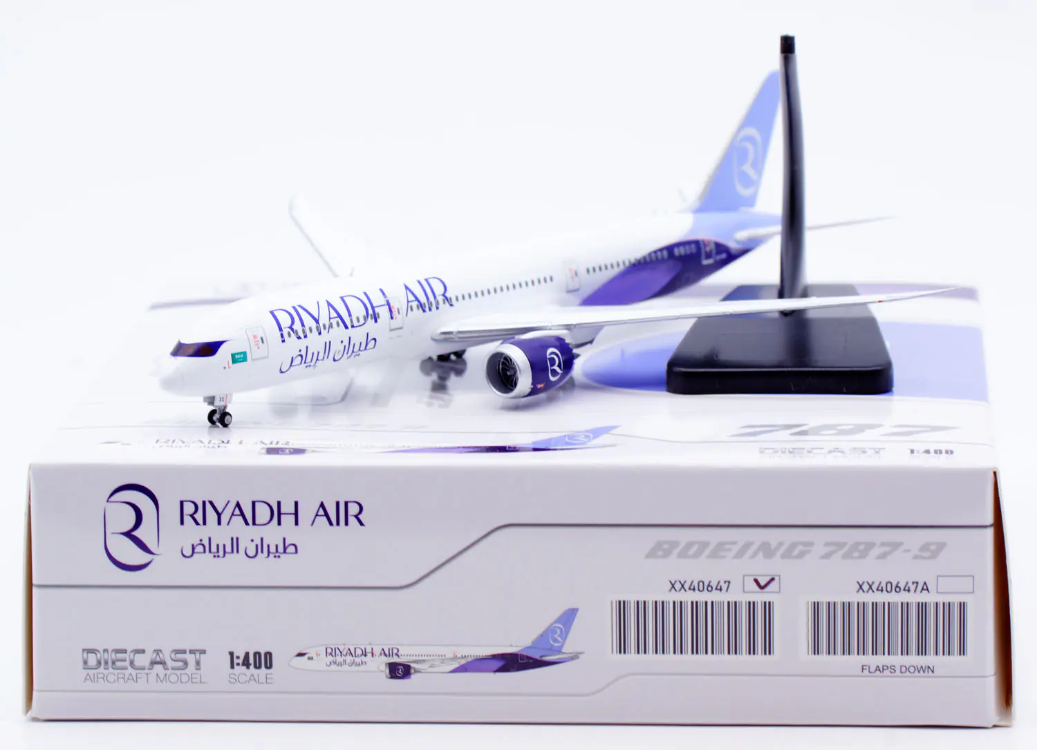 Collectible Diecast Aircraft Model Boeing B787-9 XX40647 JC Wings 1:400 Riyadh Air Reg: HZ-RXX