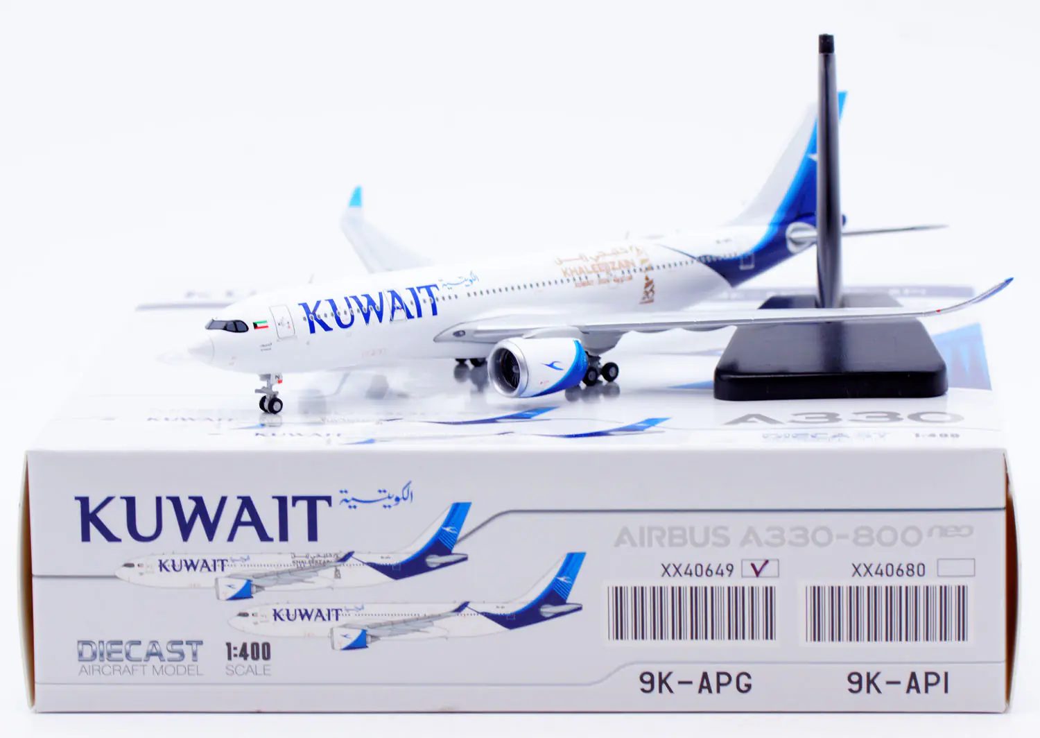 Collectible Diecast Aircraft Model Airbus A330-800NEO XX40649 JC Wings 1:400 Kuwait Airways [Khaleeji Zain 2024] Reg: 9K-APG