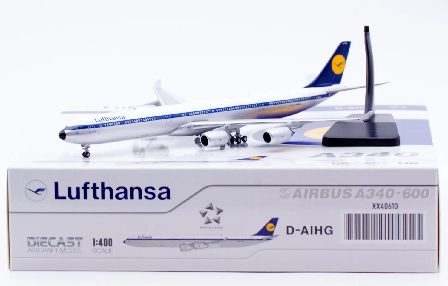 Collectible Diecast Aircraft Model Airbus A340-600 XX40610 JC Wings 1:400 Lufthansa Reg: D-AIHG