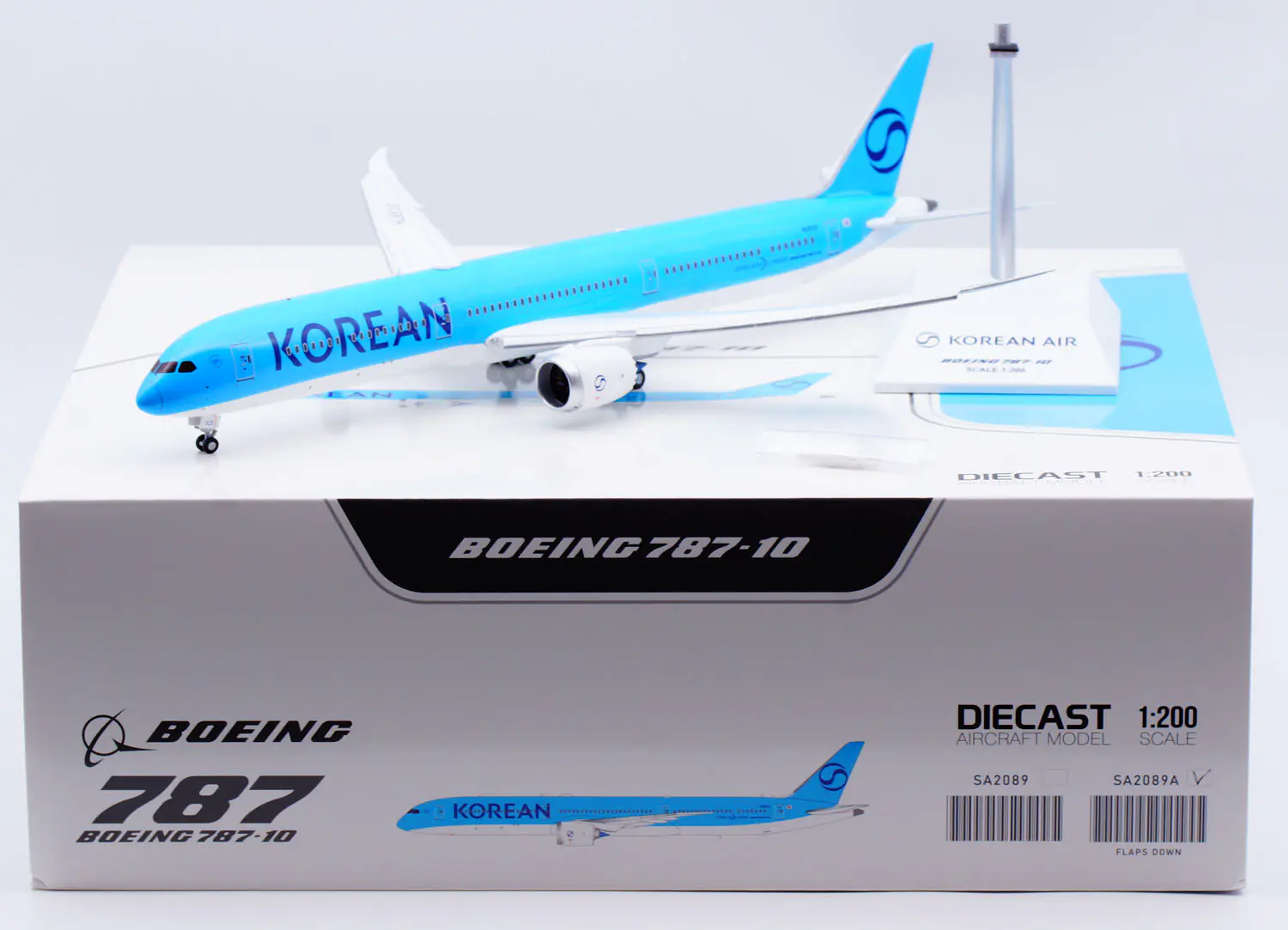 Collectible Diecast Aircraft Model Boeing B787-10 SA2089A JC Wings 1:400 Korean Air Reg: HL8515 Flaps Down