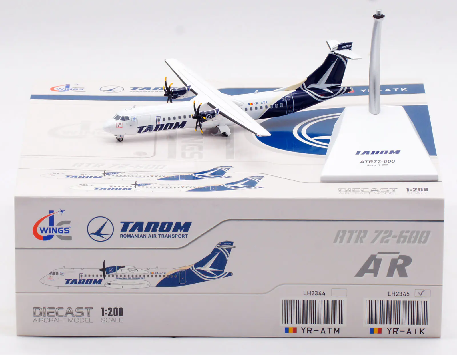 Collectible Diecast Aircraft Model ATR 72-600 LH2345 JC Wings 1:200 TAROM ROMANIAN AIR Reg: YR-ATK