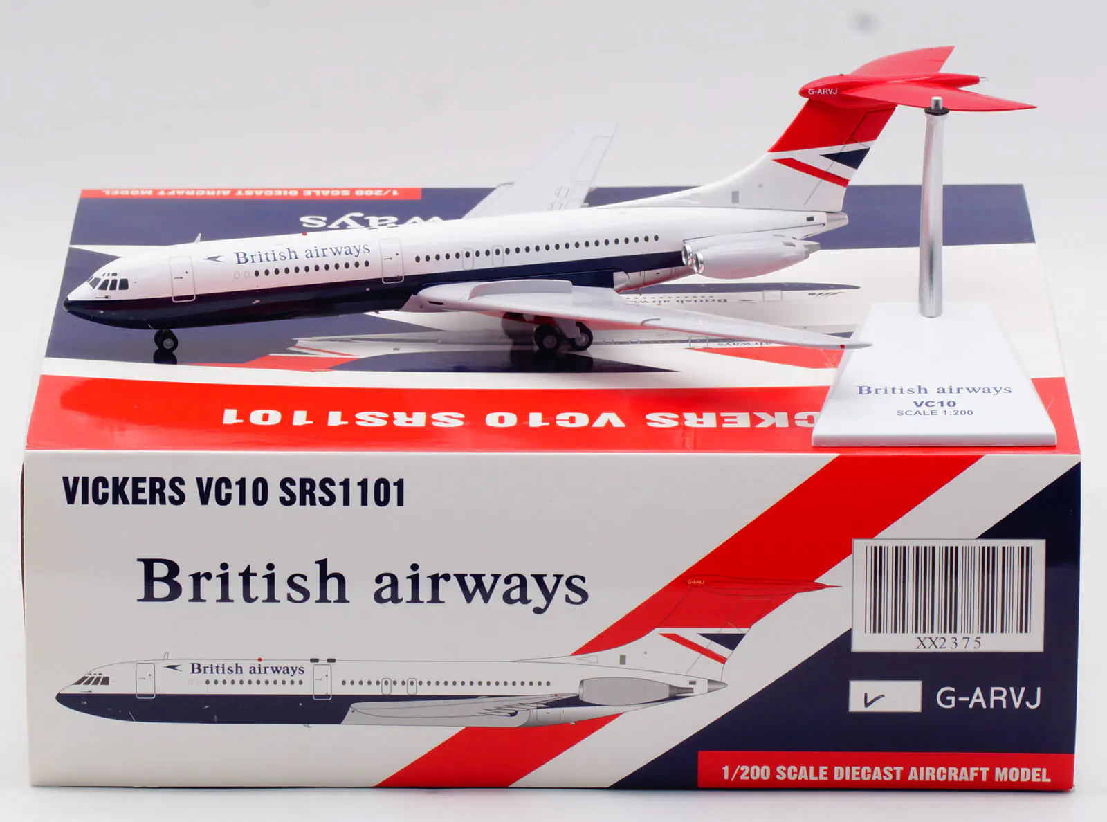 Collectible Diecast Aircraft Model Vickers VC10 Srs1103 LH2387 JC Wings 1:200 British Airways Reg: G-ARVJ
