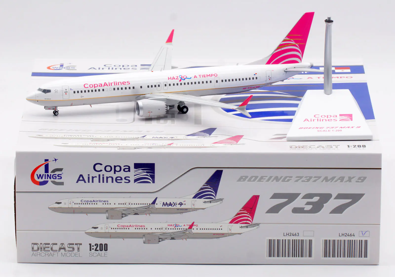 Collectible Diecast Aircraft Model Boeing B737 MAX 9 LH2464 JC Wings 1:200 Copa Airlines Reg: HP-9926CMP