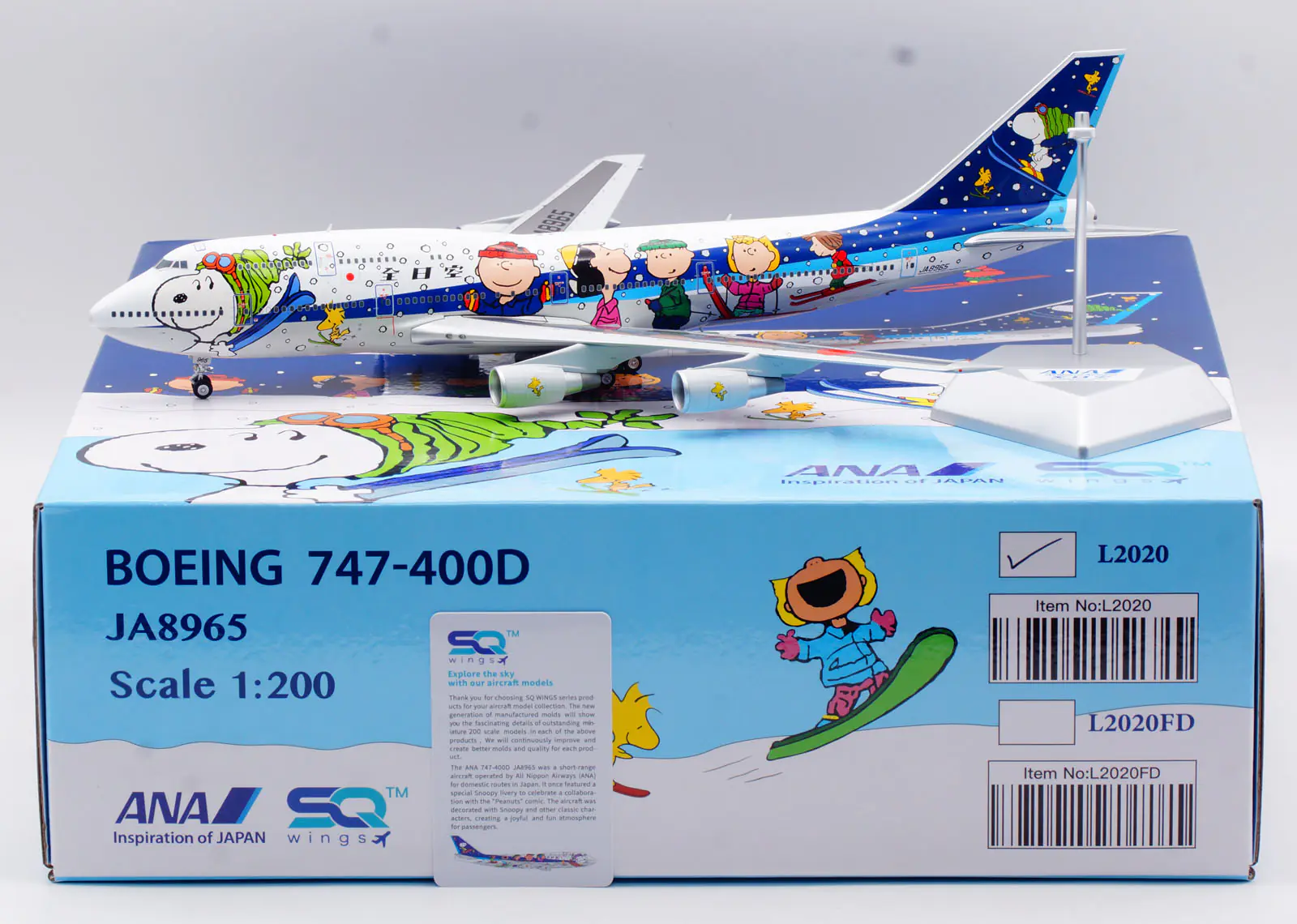 Collectible Diecast Aircraft Model Boeing B747-400D L2021 SQ Wings 1:200 ANA All Nippon Airlines Reg: JA8961