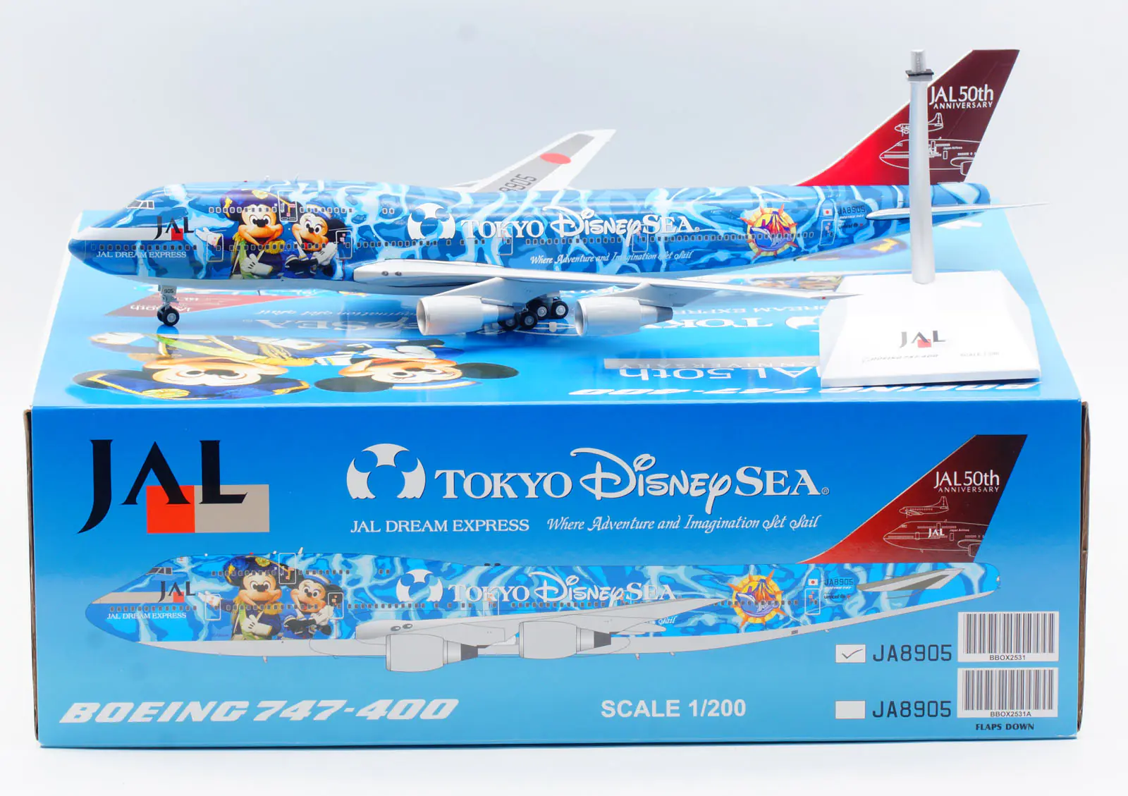 Collectible Diecast Aircraft Model Boeing B747-400D BBOX2531 JC Wings 1:200 Japan Airlines Reg: JA8905