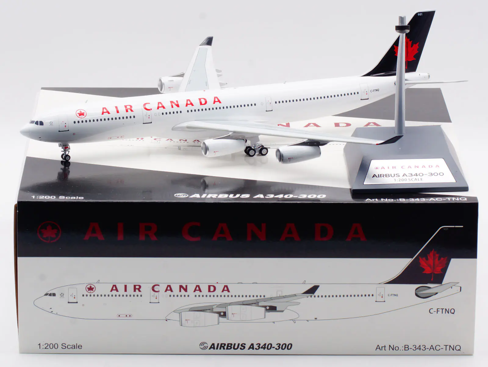 Collectible Diecast Aircraft Model Airbus A340-300 B-343-AC-TNQ B-Models 1:200 USAir  Reg: C-FTNQ