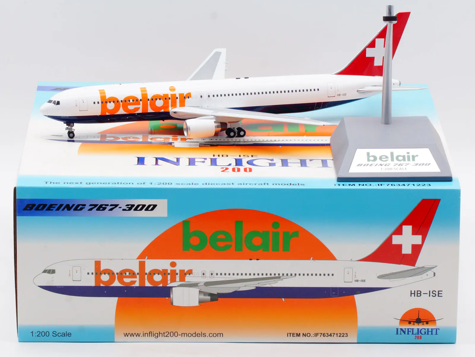 Collectible Diecast Aircraft Model Boeing B767-300ER IF763471223 INFLIGHT 1:200 Belair Reg: HB-ISE
