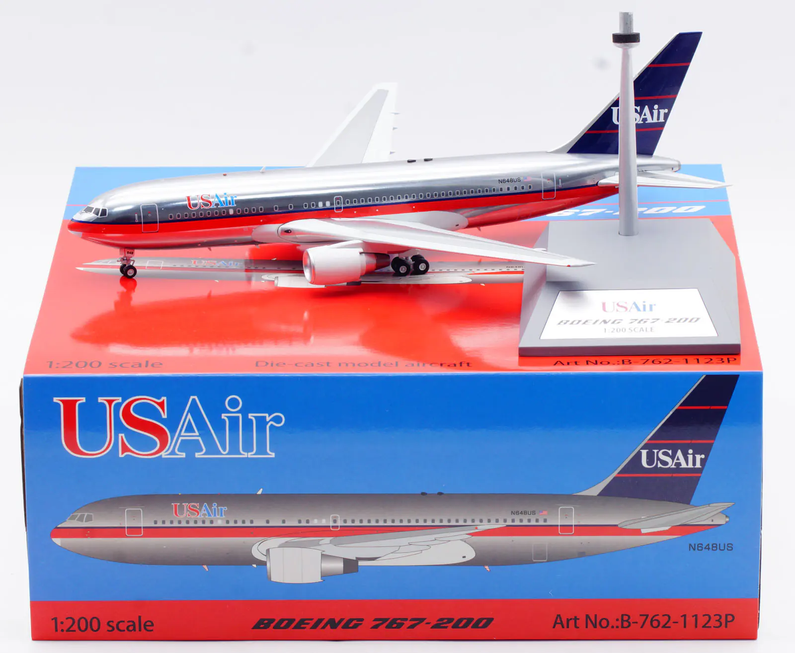 Collectible Diecast Aircraft Model Boeing B767-200 IF762NZ1023 INFLIGHT 1:200 USAir  Reg: N648US