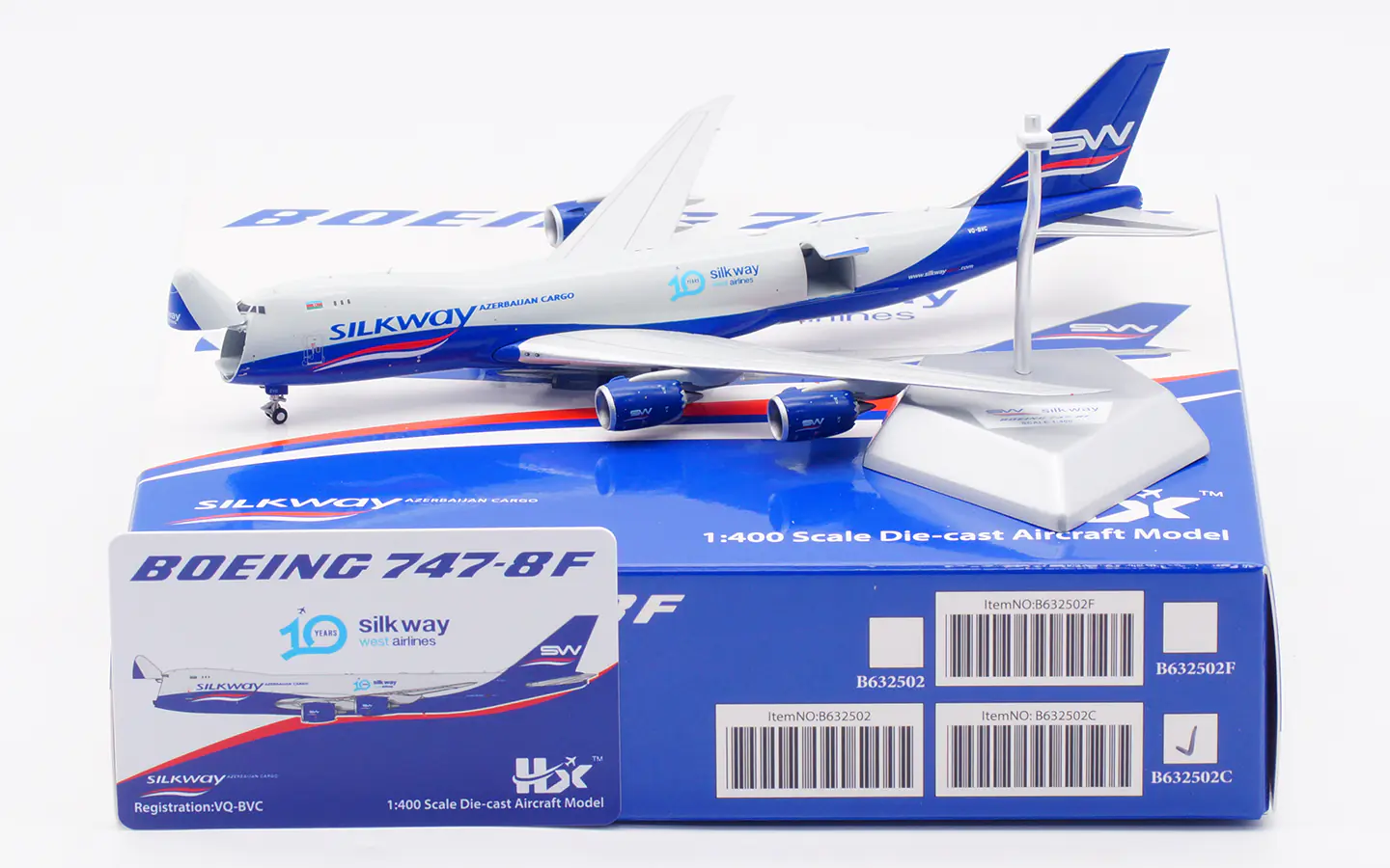 Collectible Diecast Aircraft Model  Boeing B747-8F B632502C HX Models silkway west airlines Reg: VQ-BVC [Interactive Series]
