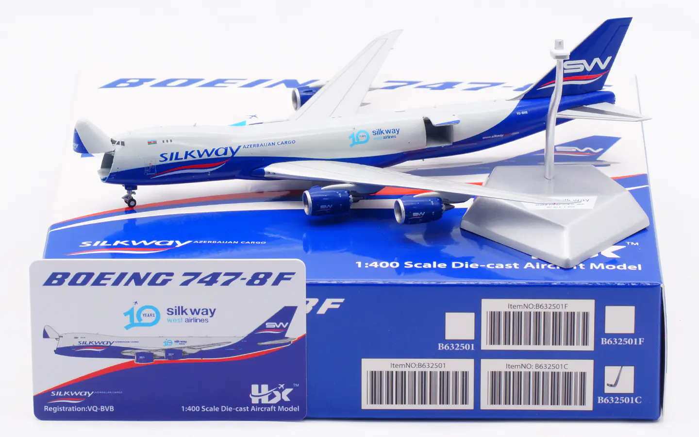Collectible Diecast Aircraft Model  Boeing B747-8F B632501C HX Models silkway west airlines Reg: VQ-BVB [Interactive Series]