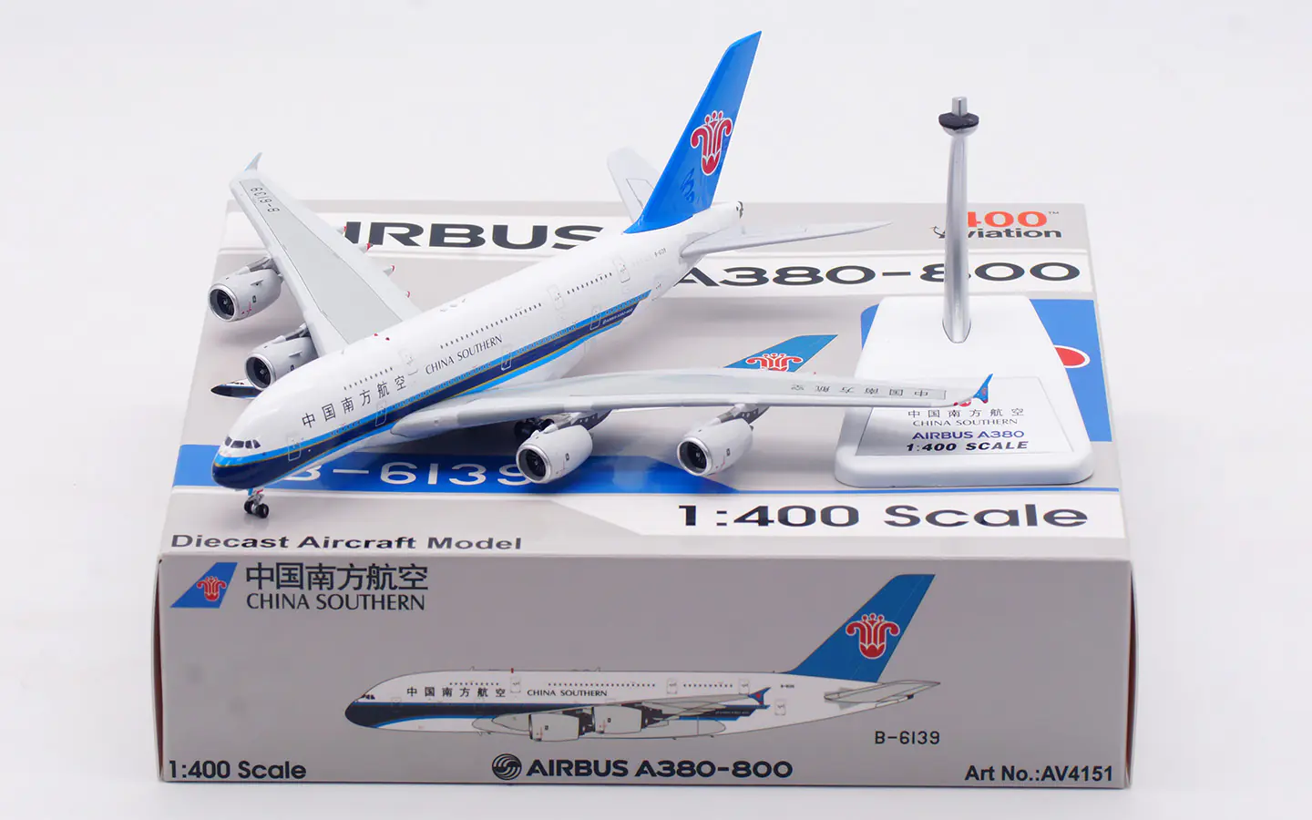 Collectible Diecast Aircraft Model Airbus A380-800 AV4151 Aviation 1:400 China Southern Airlines Reg: B-6139